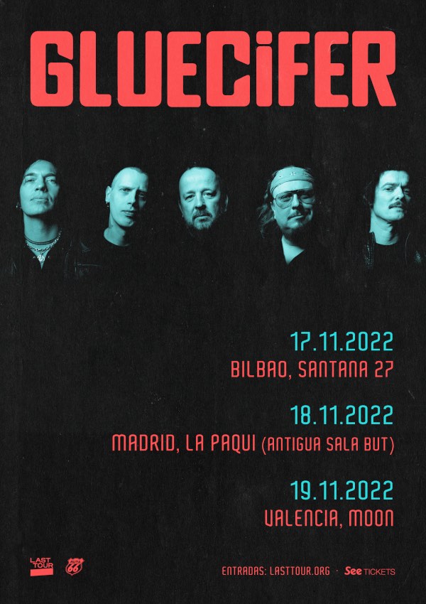 Cartel gira Gluecifer 2022, conciertos Bilbao, Madrid y Barcelona