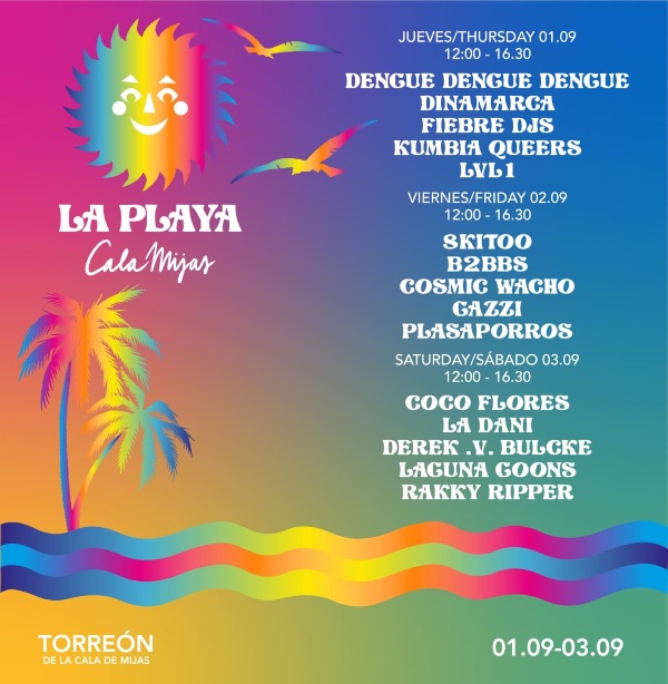 Poster for the free concerts La Playa, Cala Mijas 2022